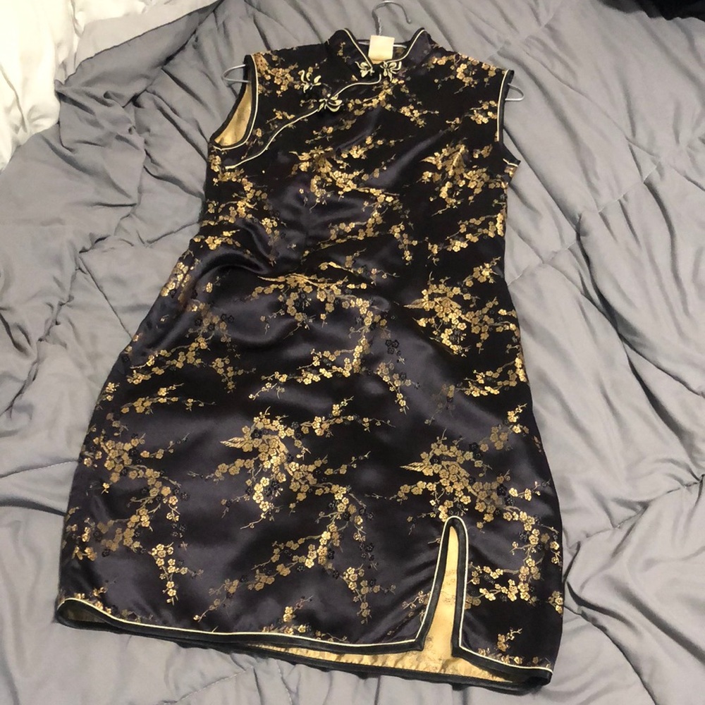 Amazing black mandarin dress.